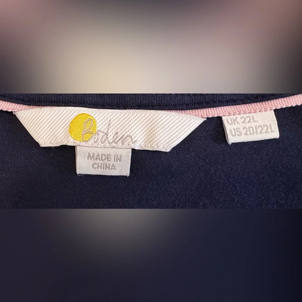 Boden Crew Neck Jersey Dress Short Sleeve Navy Blue Size 20/22 - Picture 8 of 9